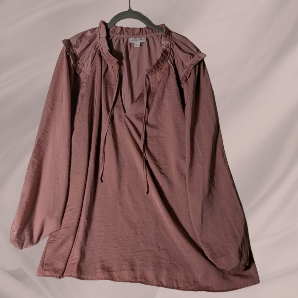 Knox Rose XXL Mauve Satin Flowy Blouse Romantic Boho Peasant Top